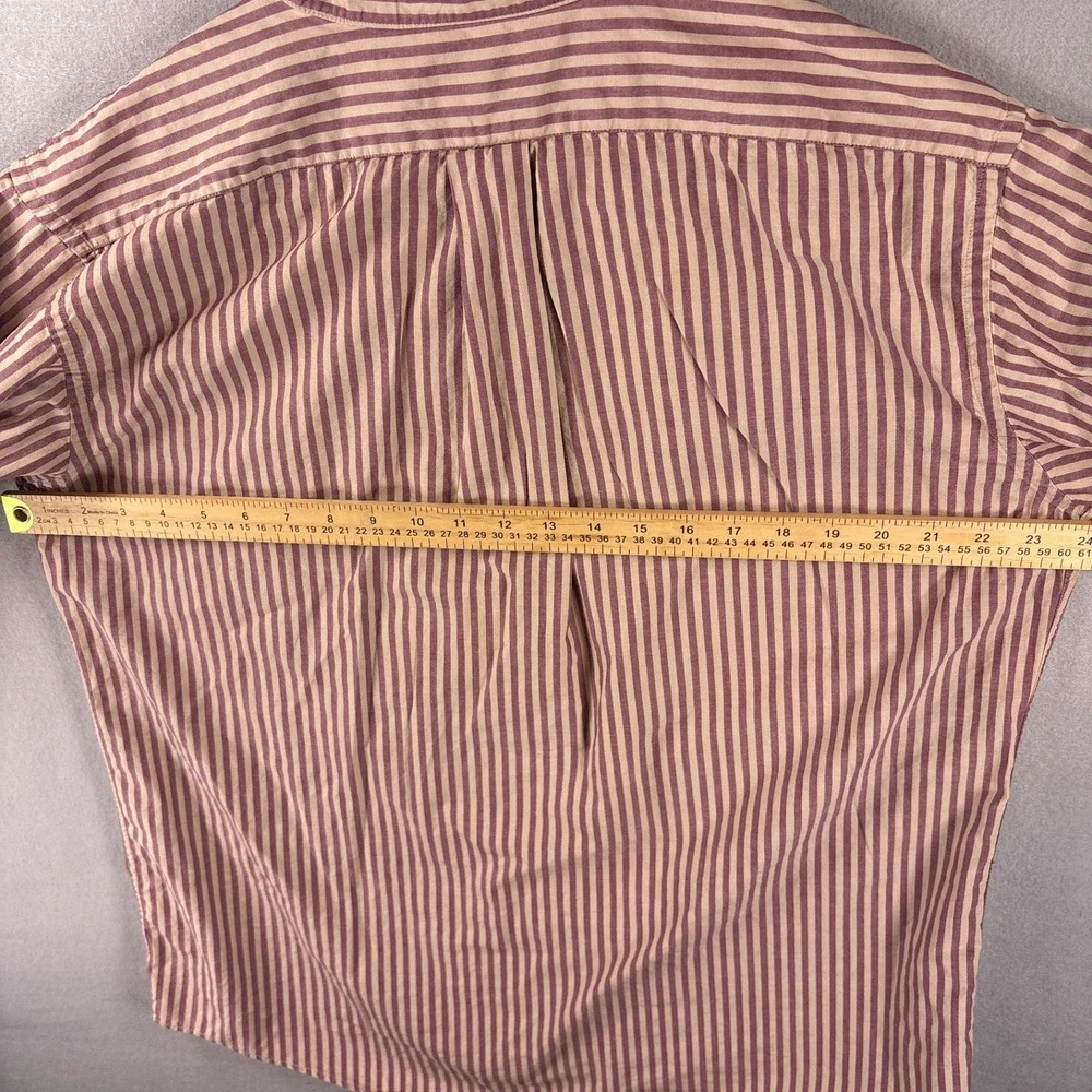 Vintage Lands End Oxford Button Down 16.5/35 Pinpoint Striped Clay Red OCBD
